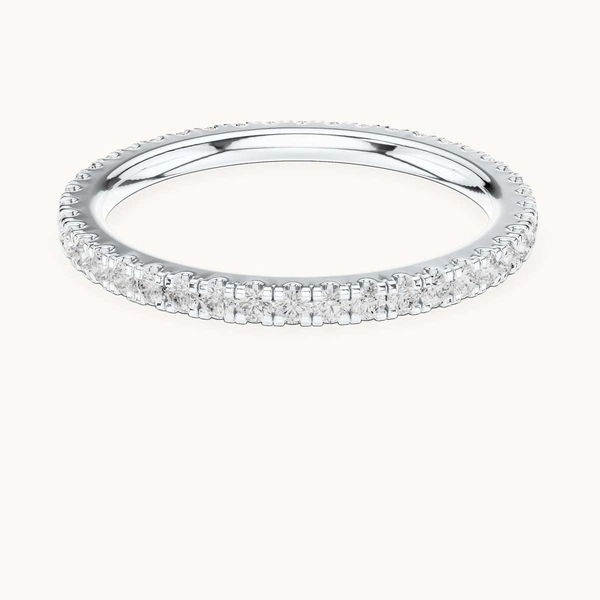 Round lab-grown diamond slim u-prong full eternity band in white gold, 0.504 CT TW, view 4