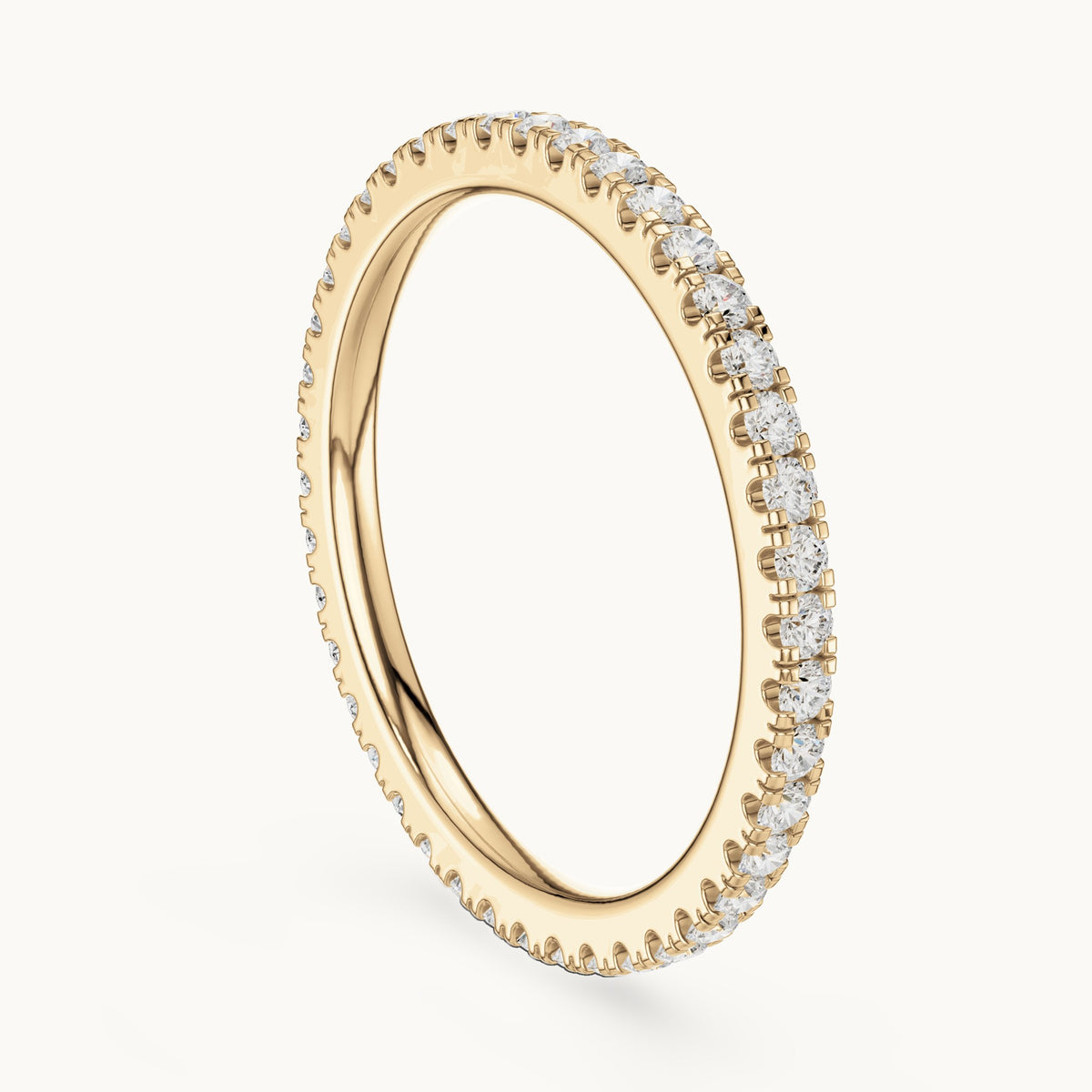Round lab-grown diamond slim u-prong full eternity band in yellow gold, 0.504 CT TW, view 1