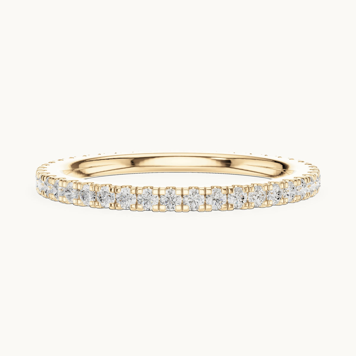 Round lab-grown diamond slim u-prong full eternity band in yellow gold, 0.504 CT TW, view 3