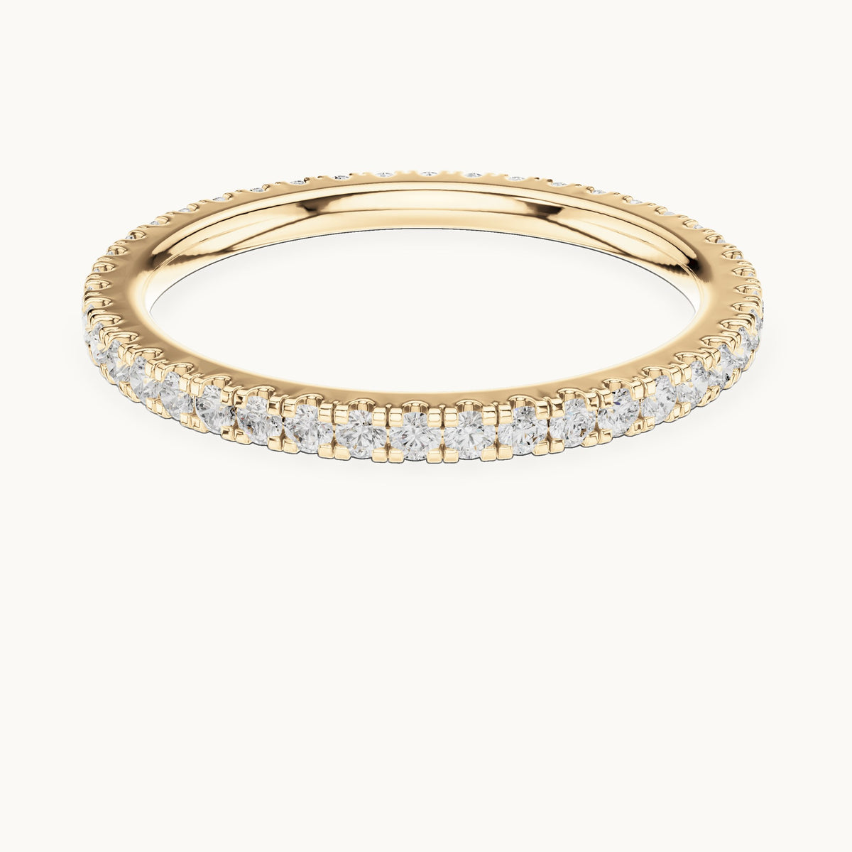 Round lab-grown diamond slim u-prong full eternity band in yellow gold, 0.504 CT TW, view 4