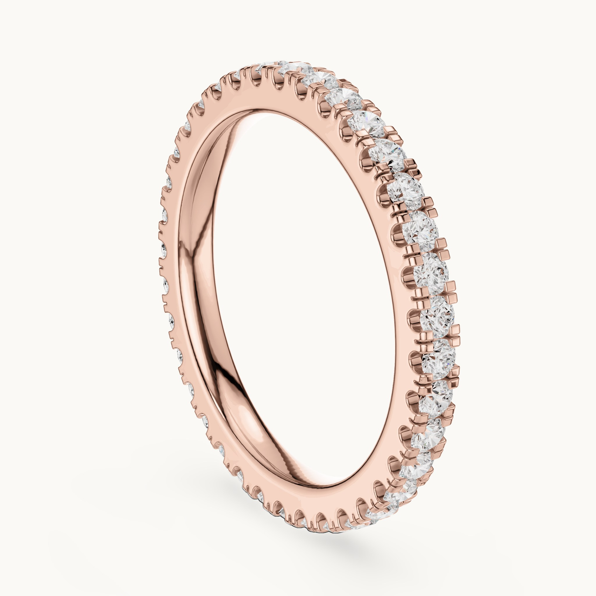 Round lab-grown diamond full eternity band in 14K rose gold, 0.72 CT TW, view 1