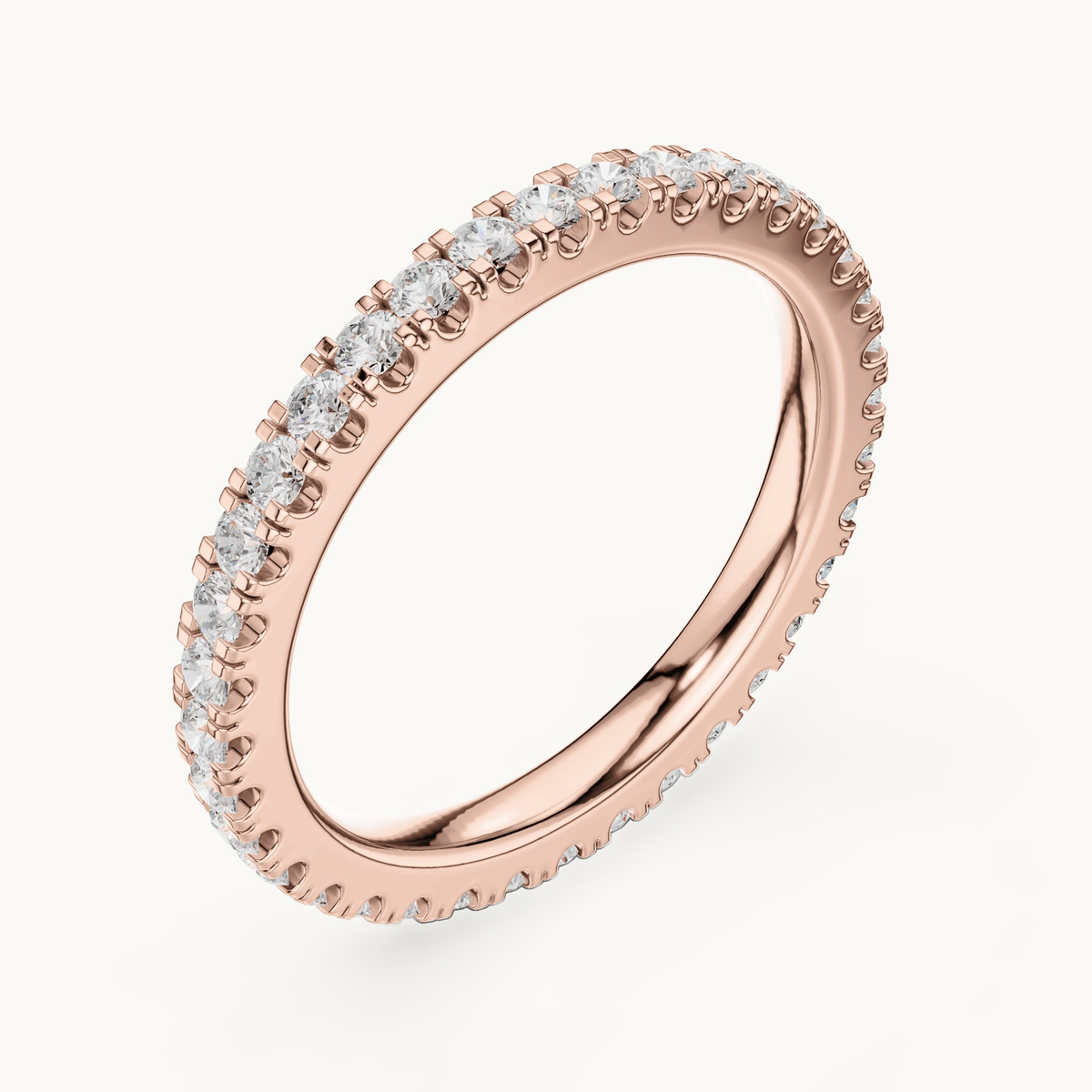 Round lab-grown diamond full eternity band in 14K rose gold, 0.72 CT TW, view 2