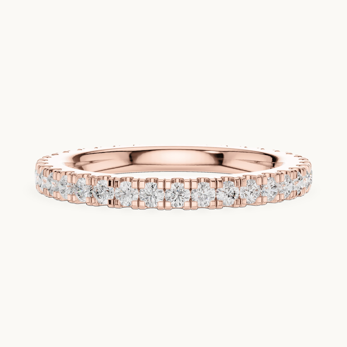 Round lab-grown diamond full eternity band in 14K rose gold, 0.72 CT TW, view 3