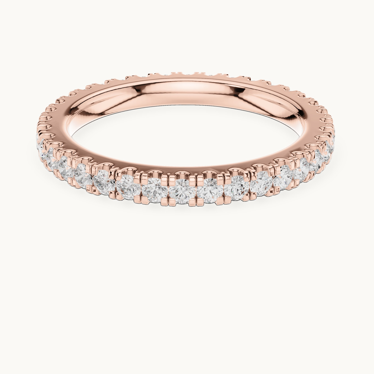 Round lab-grown diamond full eternity band in 14K rose gold, 0.72 CT TW, view 4