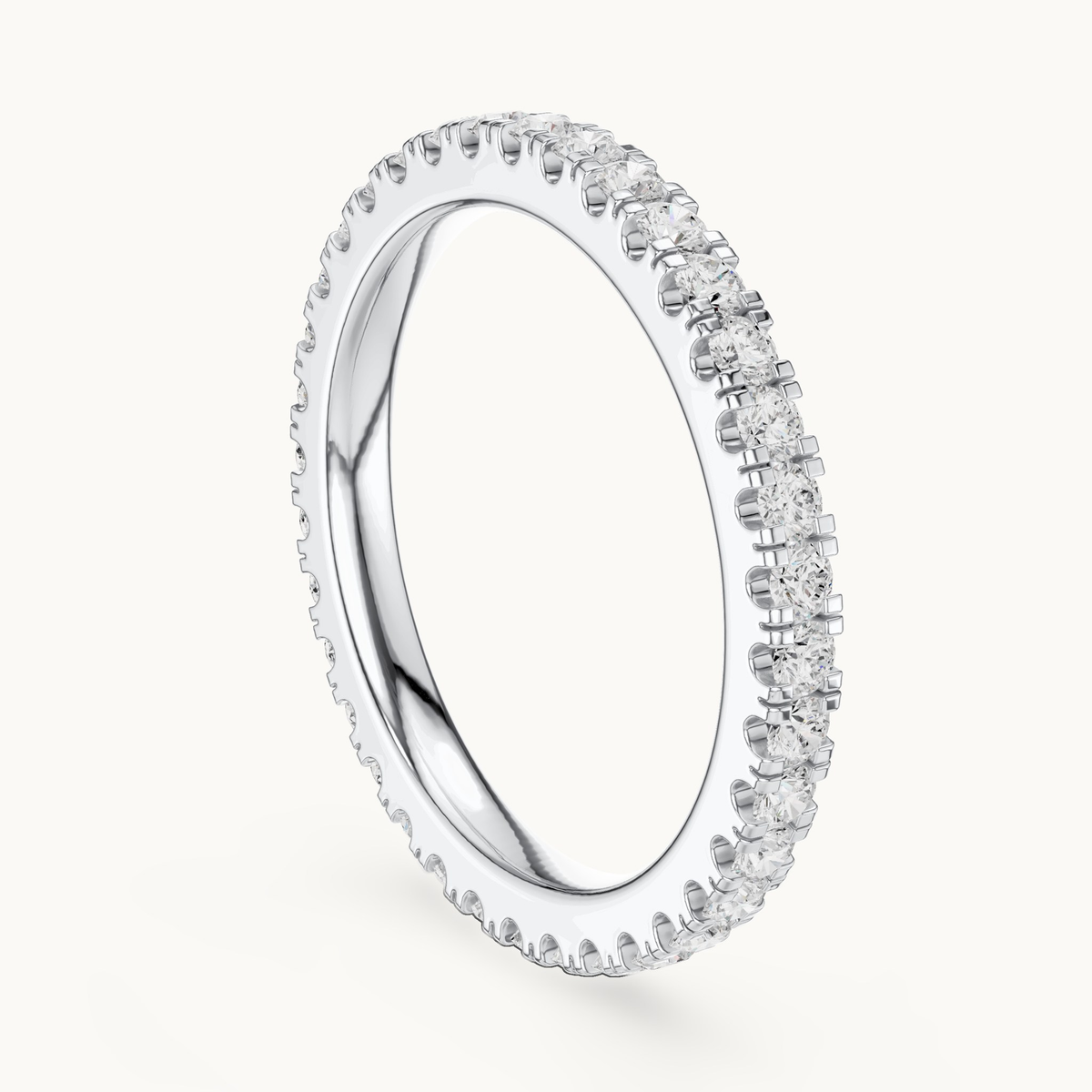 Round lab-grown diamond full eternity band in 14K white gold, 0.72 CT TW, view 1