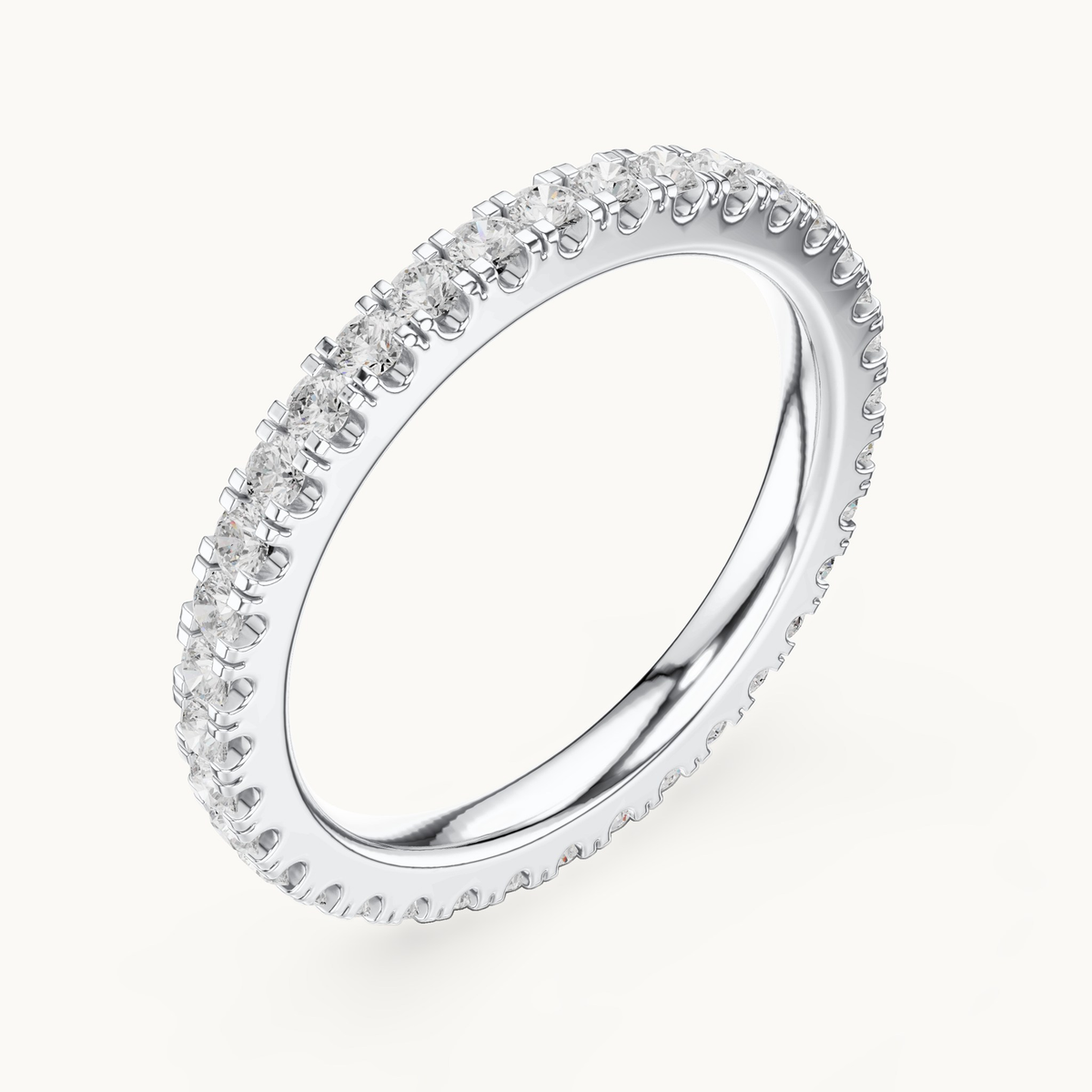 Round lab-grown diamond full eternity band in 14K white gold, 0.72 CT TW, view 2