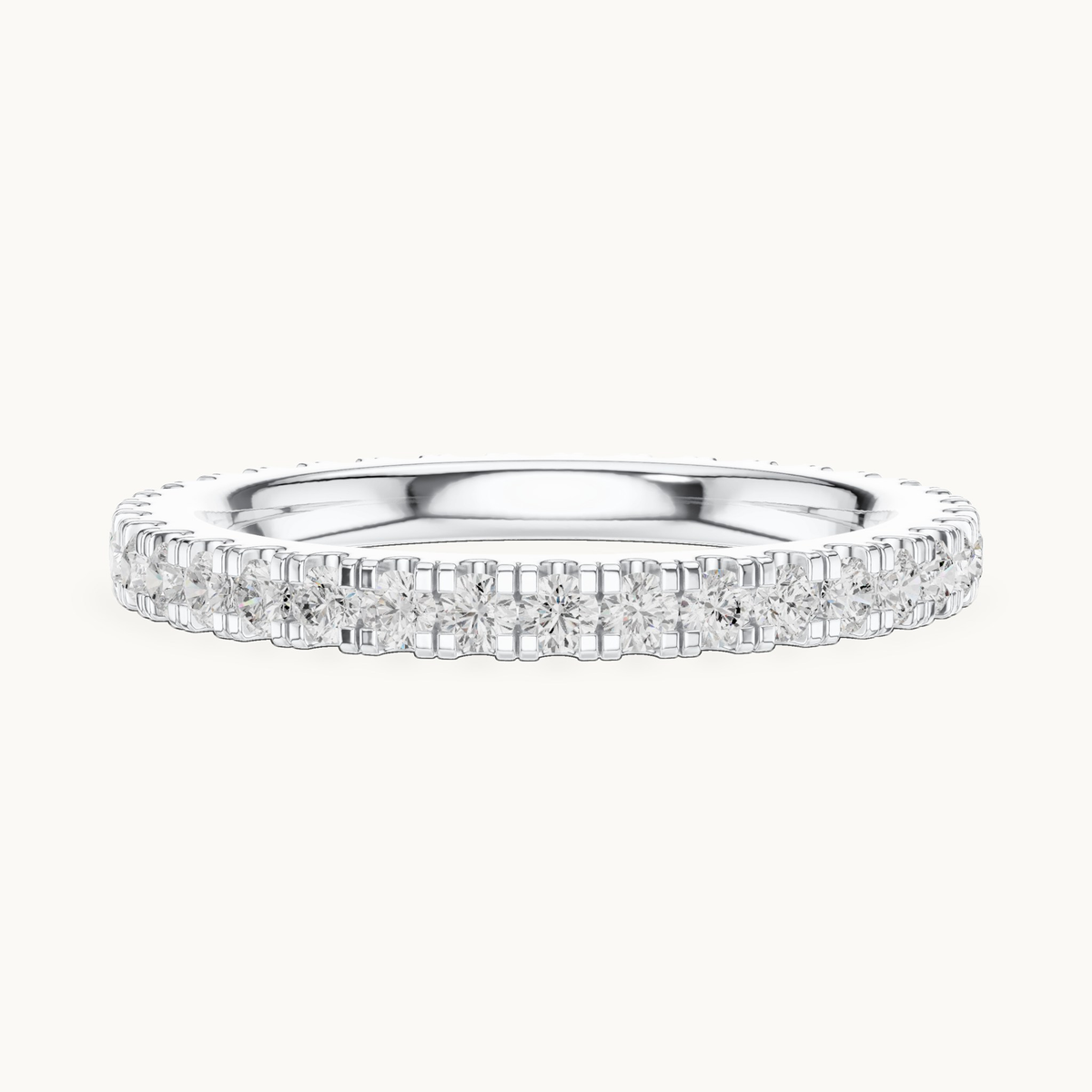 Round lab-grown diamond full eternity band in 14K white gold, 0.72 CT TW, view 3