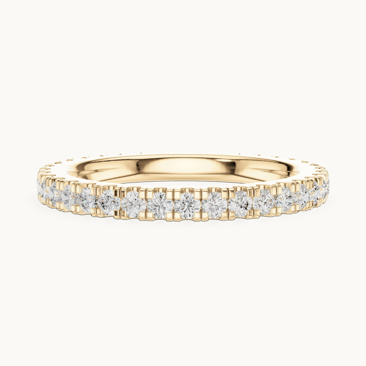 Round lab-grown diamond full eternity band in 14K yellow gold, 0.72 CT TW, view 3