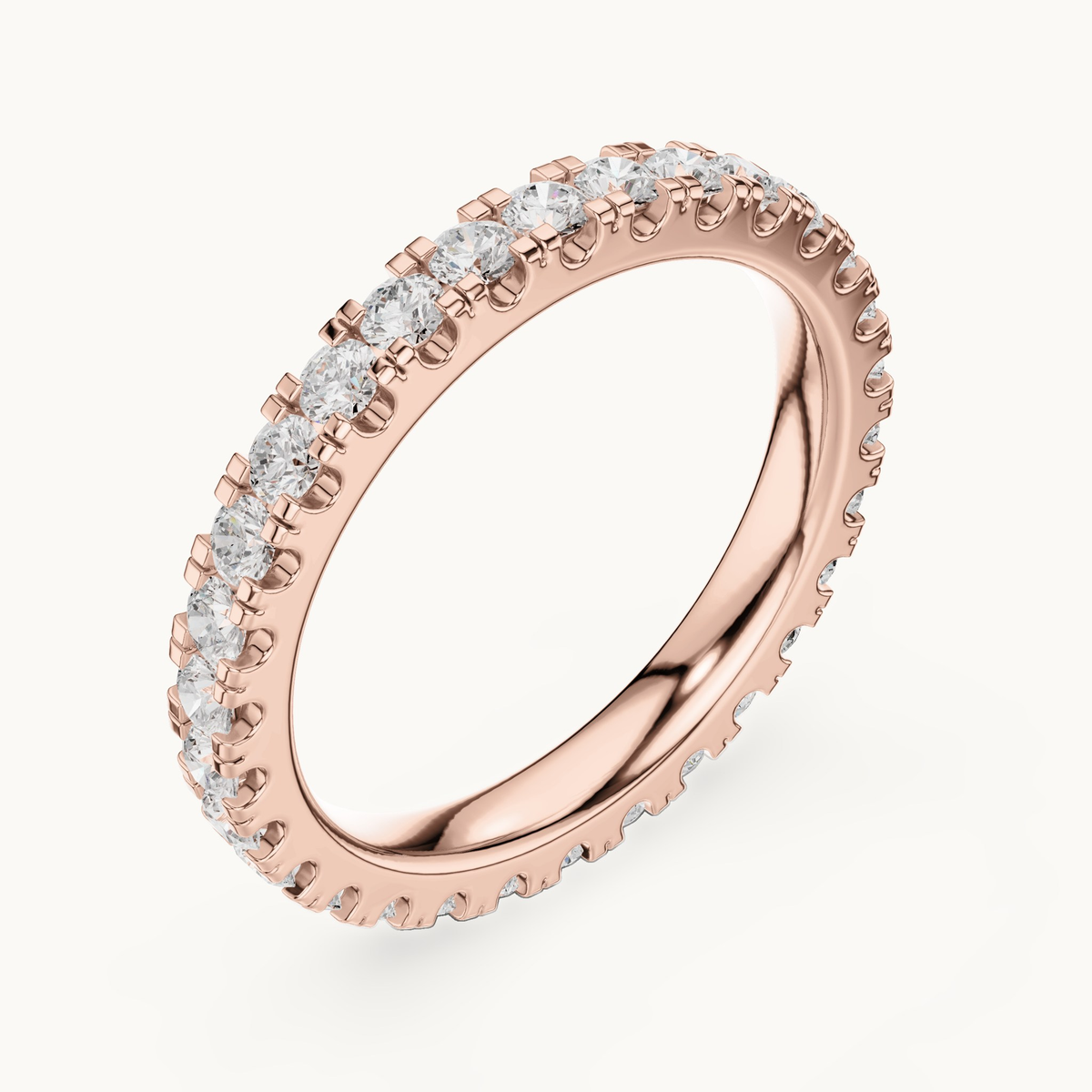Round lab-grown diamond full eternity band in 14K rose gold, 1.05 CT TW, view 2