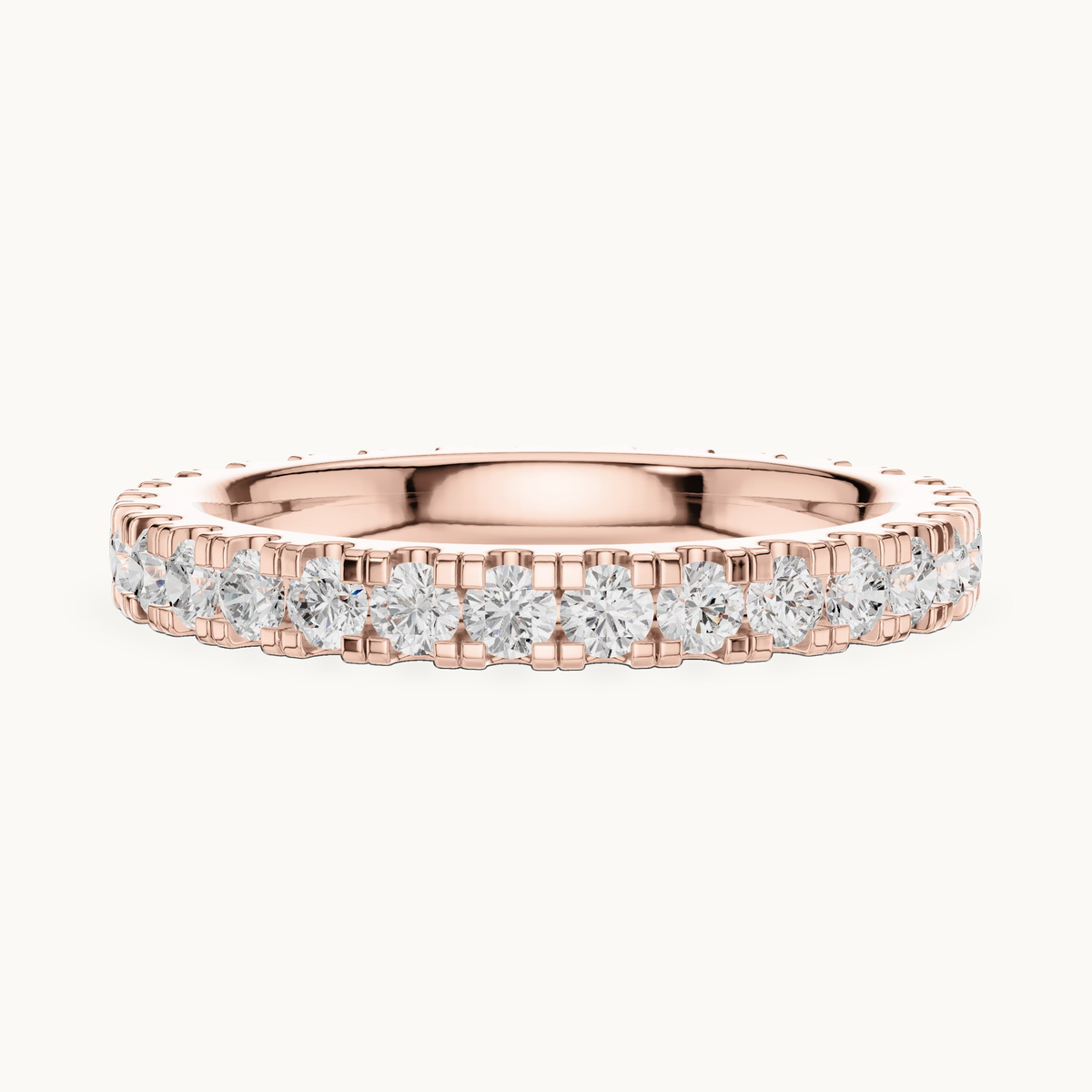 Round lab-grown diamond full eternity band in 14K rose gold, 1.05 CT TW, view 3