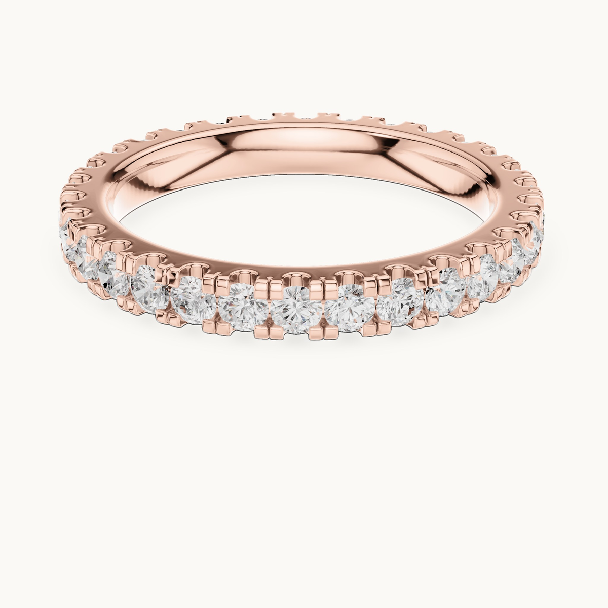 Round lab-grown diamond full eternity band in 14K rose gold, 1.05 CT TW, view 4