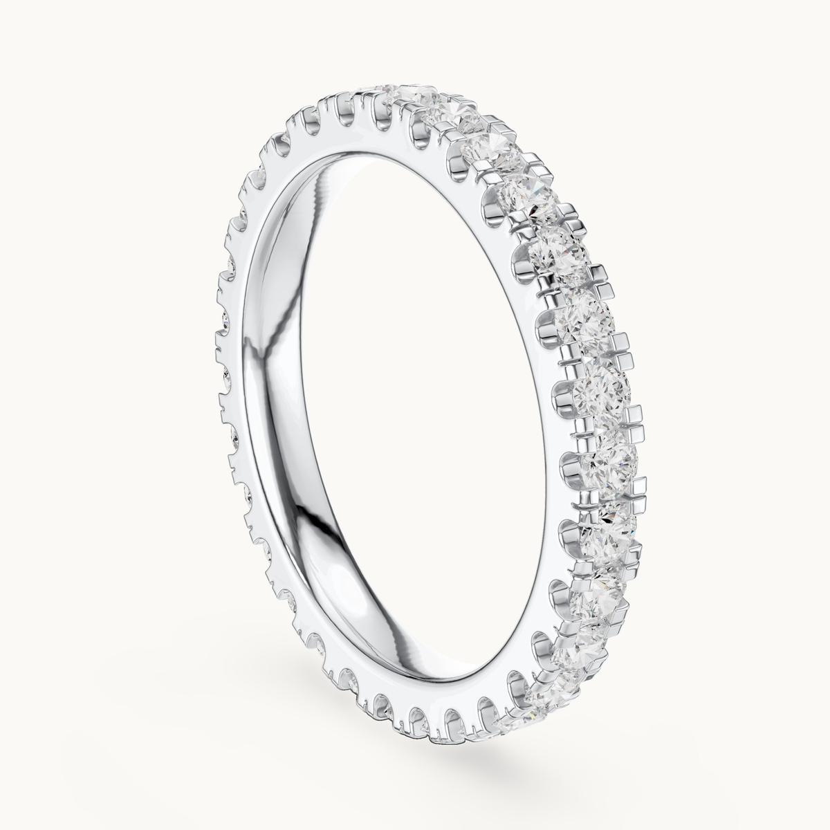 Round lab-grown diamond full eternity band in 14K white gold, 1.05 CT TW, view 1