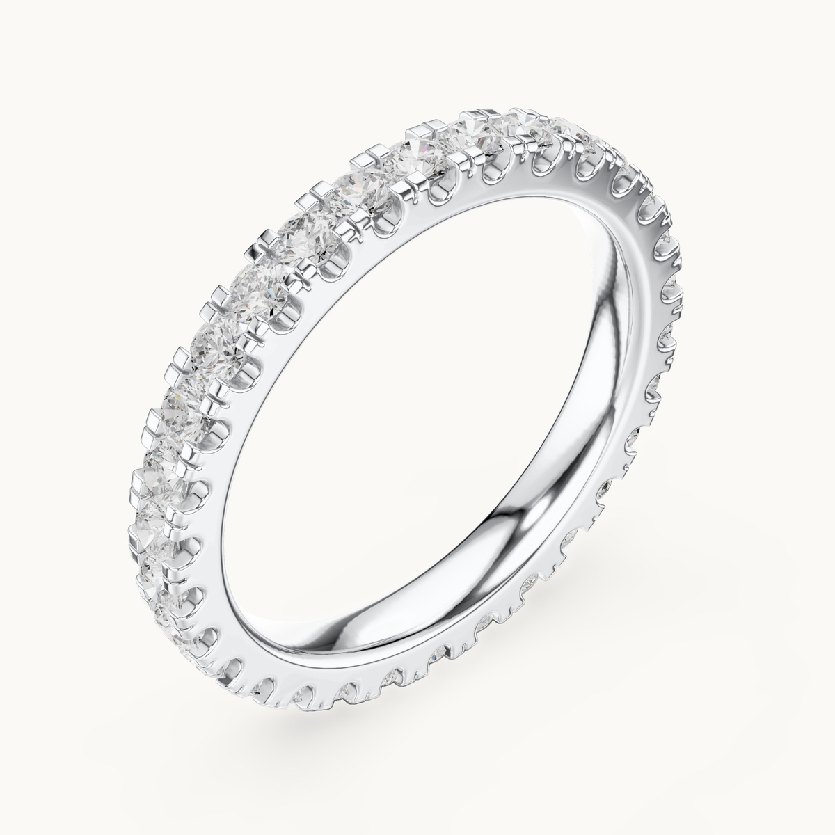 Round lab-grown diamond full eternity band in 14K white gold, 1.05 CT TW, view 2