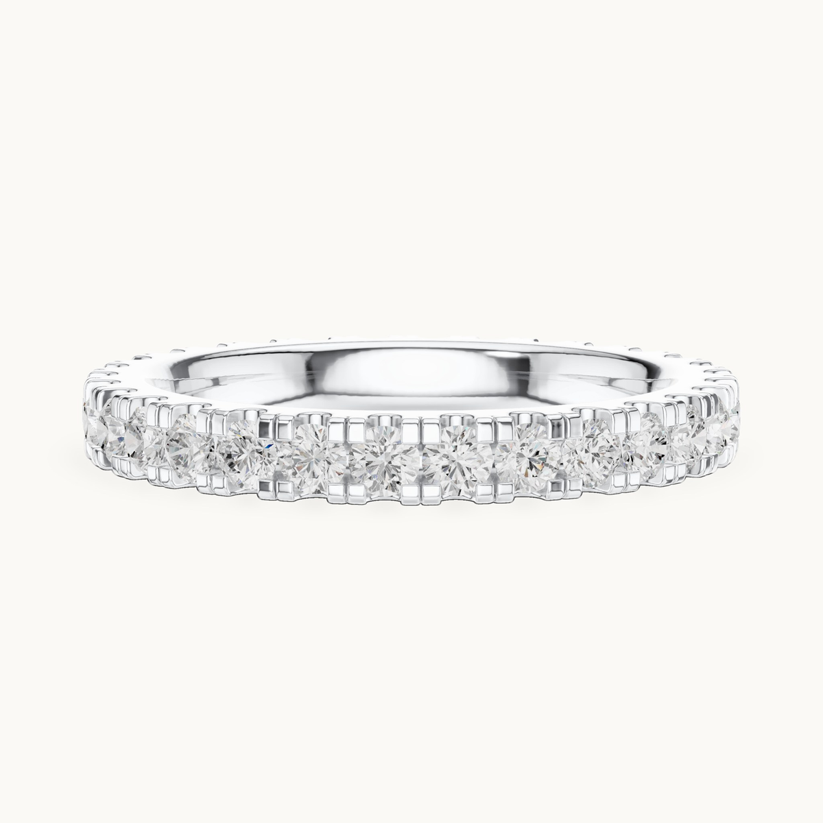 Round lab-grown diamond full eternity band in 14K white gold, 1.05 CT TW, view 3