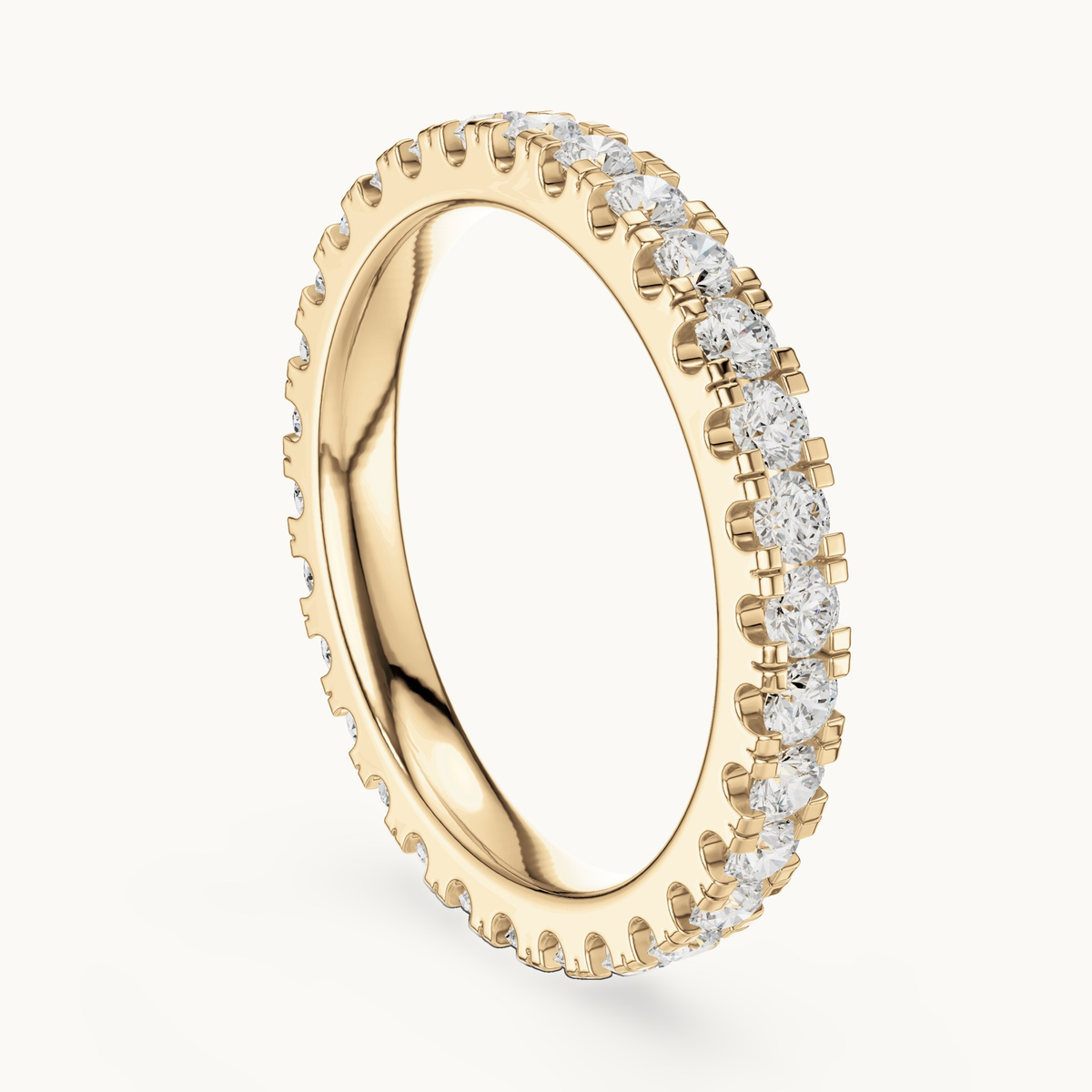 Round lab-grown diamond full eternity band in 14K yellow gold, 1.05 CT TW, view 1
