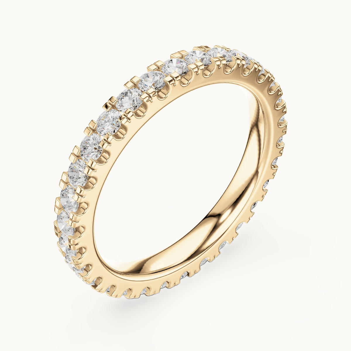Round lab-grown diamond full eternity band in 14K yellow gold, 1.05 CT TW, view 2