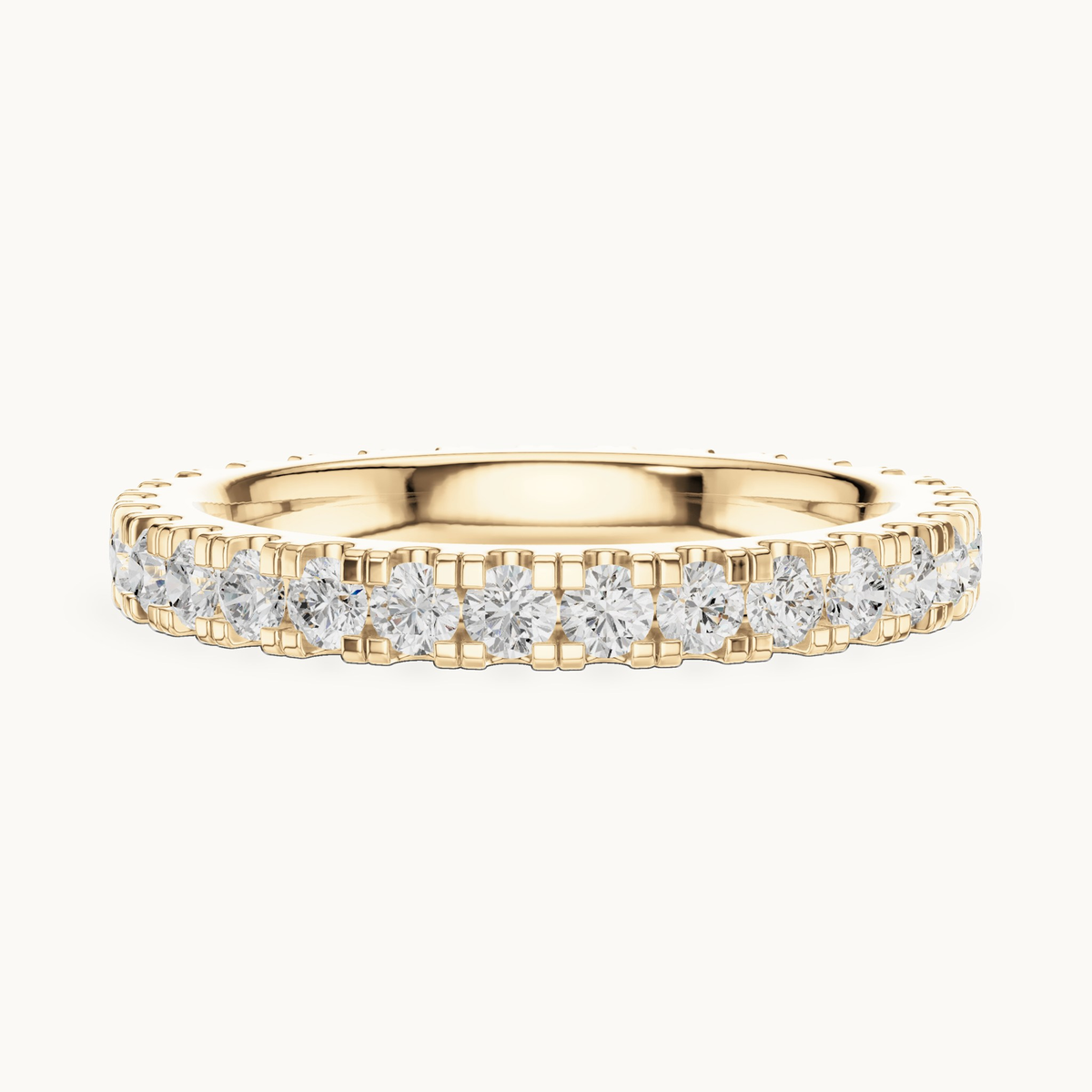 Round lab-grown diamond full eternity band in 14K yellow gold, 1.05 CT TW, view 3