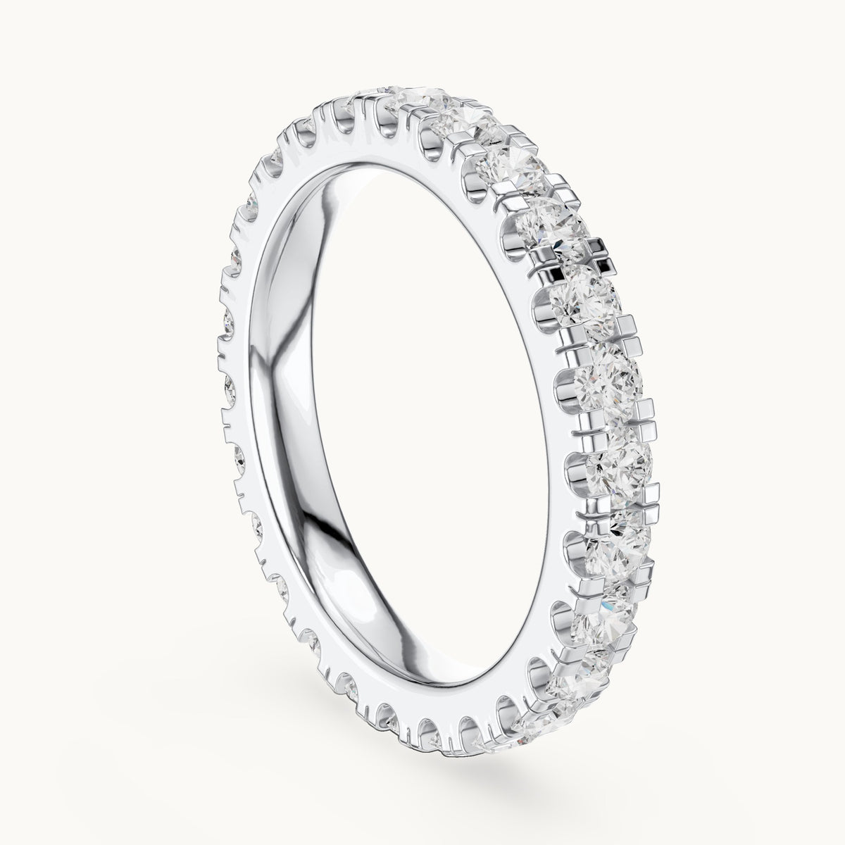 Round lab-grown diamond u-prong full eternity band in white gold, 1.56 CT TW, view 1