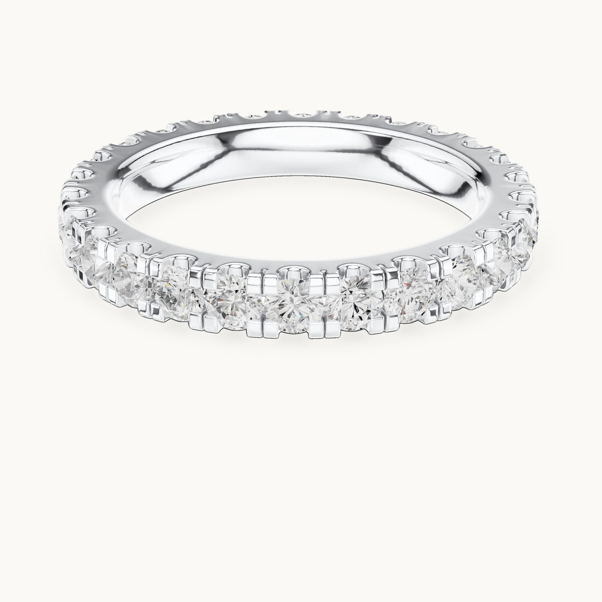 Round lab-grown diamond u-prong full eternity band in white gold, 1.56 CT TW, view 4