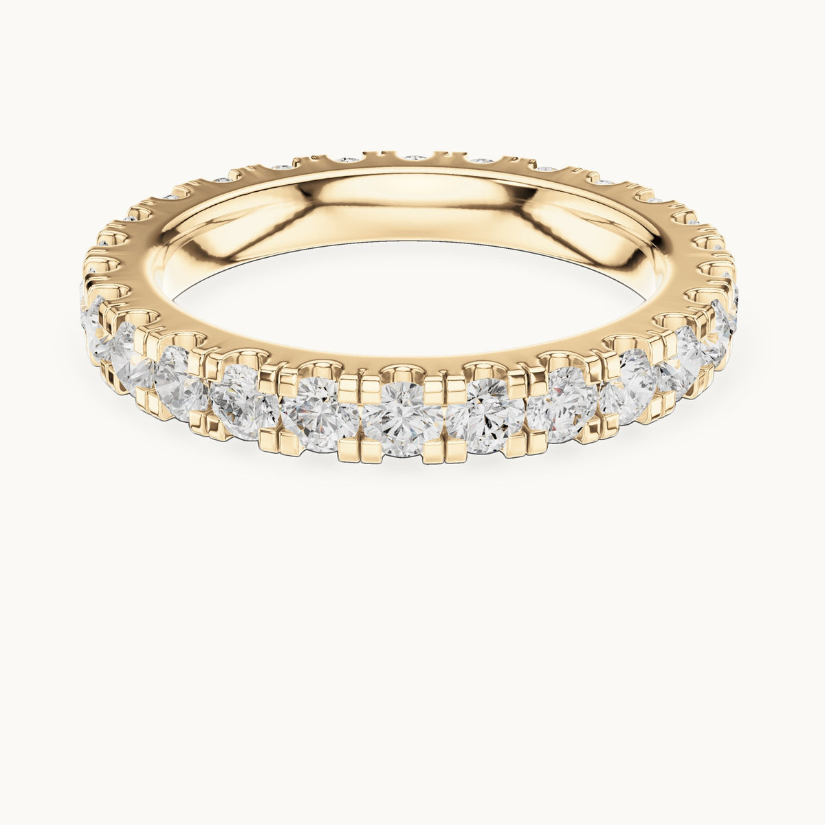 Round lab-grown diamond u-prong full eternity band in yellow gold, 1.56 CT TW, view 4