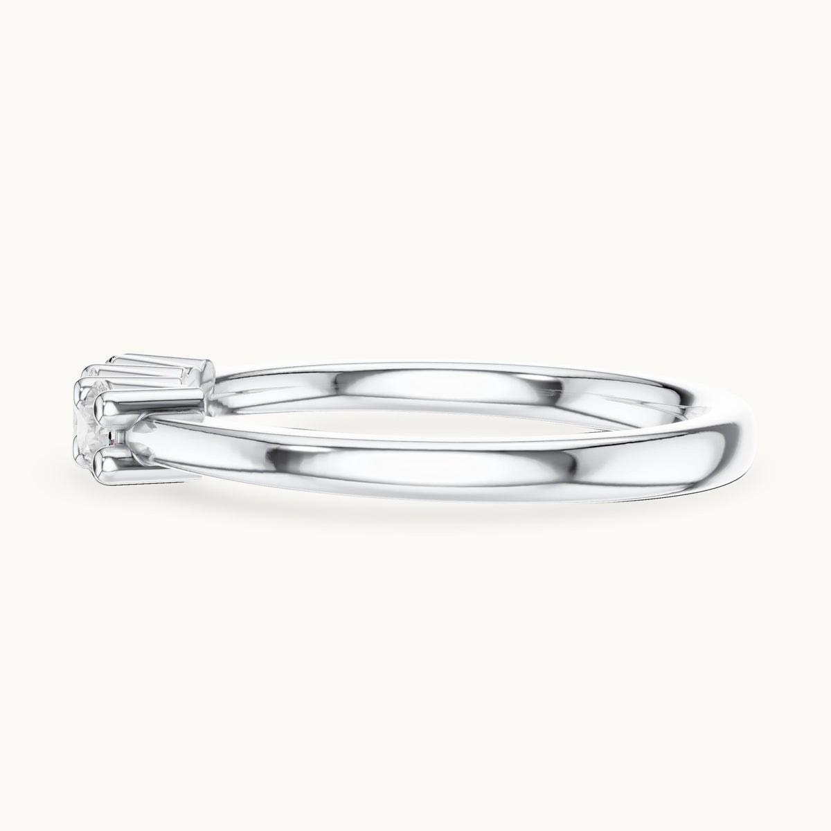 Round lab-grown diamond three-stone dainty ring in white gold, 0.27 CT TW, view 3