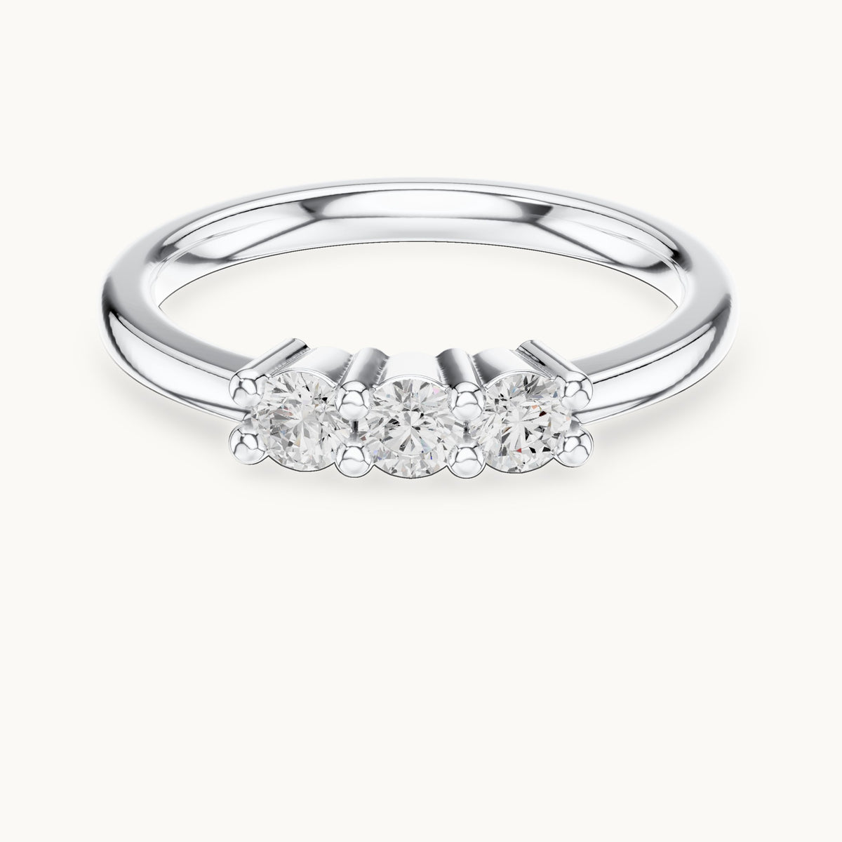 Round lab-grown diamond three-stone dainty ring in white gold, 0.27 CT TW, view 4