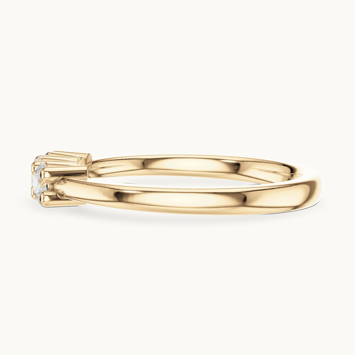 Round lab-grown diamond three-stone dainty ring in yellow gold, 0.27 CT TW, view 3