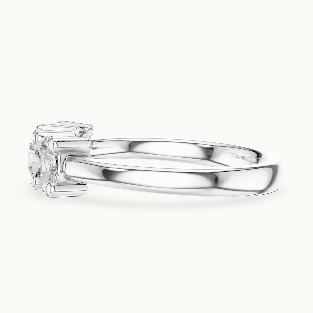 Round lab-grown diamond three stone ring in 14K white gold, 0.99 CT TW, view 3