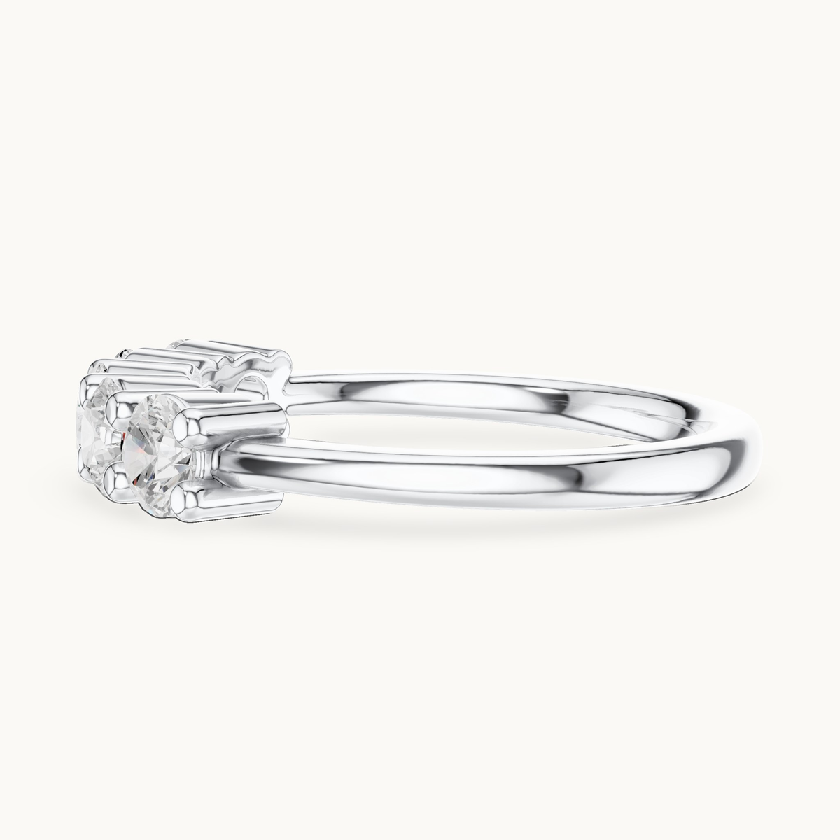Round lab-grown diamond five stone band in 14K white gold, 0.76 CT TW, view 3