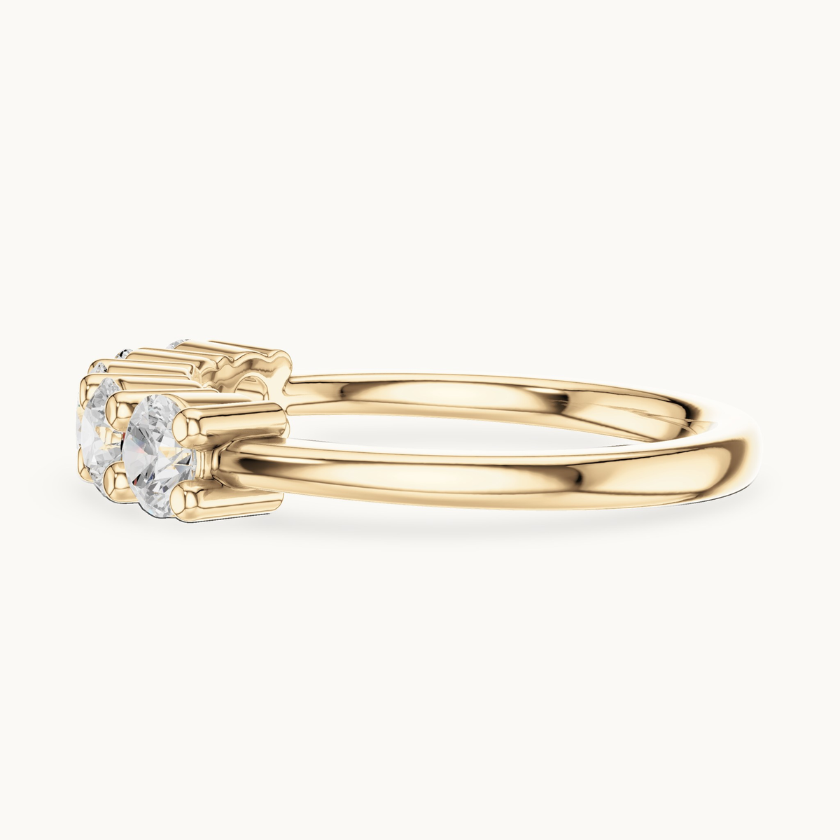 Round lab-grown diamond five stone band in 14K yellow gold, 0.76 CT TW, view 3