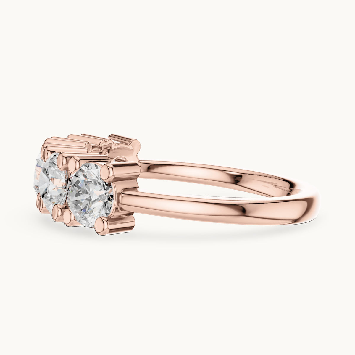 Round lab-grown diamond five-stone anniversary band in rose gold, 1.55 CT TW, view 3