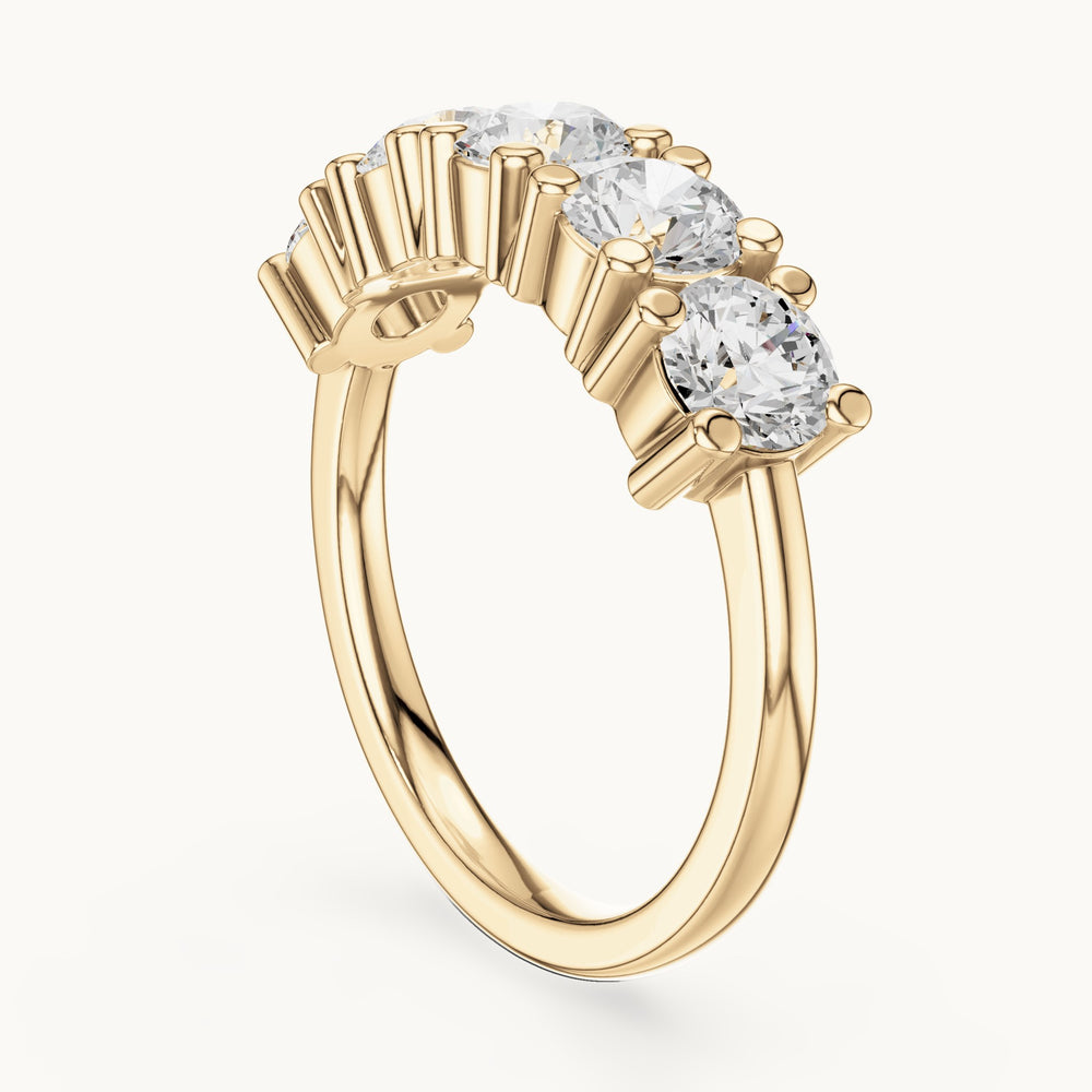 Round lab-grown diamond five-stone anniversary band in yellow gold, 1.55 CT TW, view 1