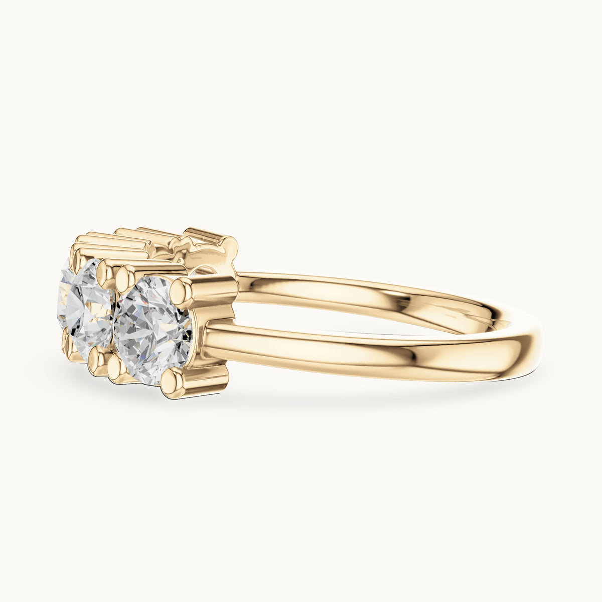 Round lab-grown diamond five-stone anniversary band in yellow gold, 1.55 CT TW, view 3