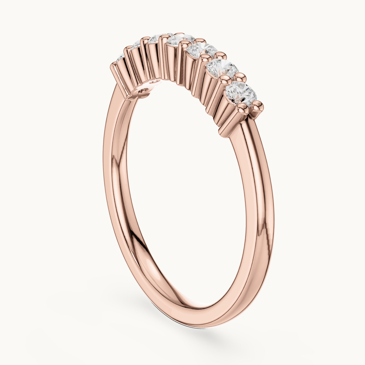 Round lab-grown diamond seven stone band in 14K rose gold, 0.24 CT TW, view 1