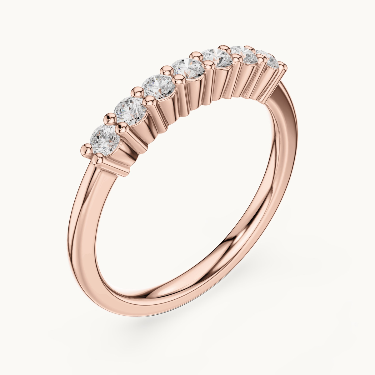 Round lab-grown diamond seven stone band in 14K rose gold, 0.24 CT TW, view 2
