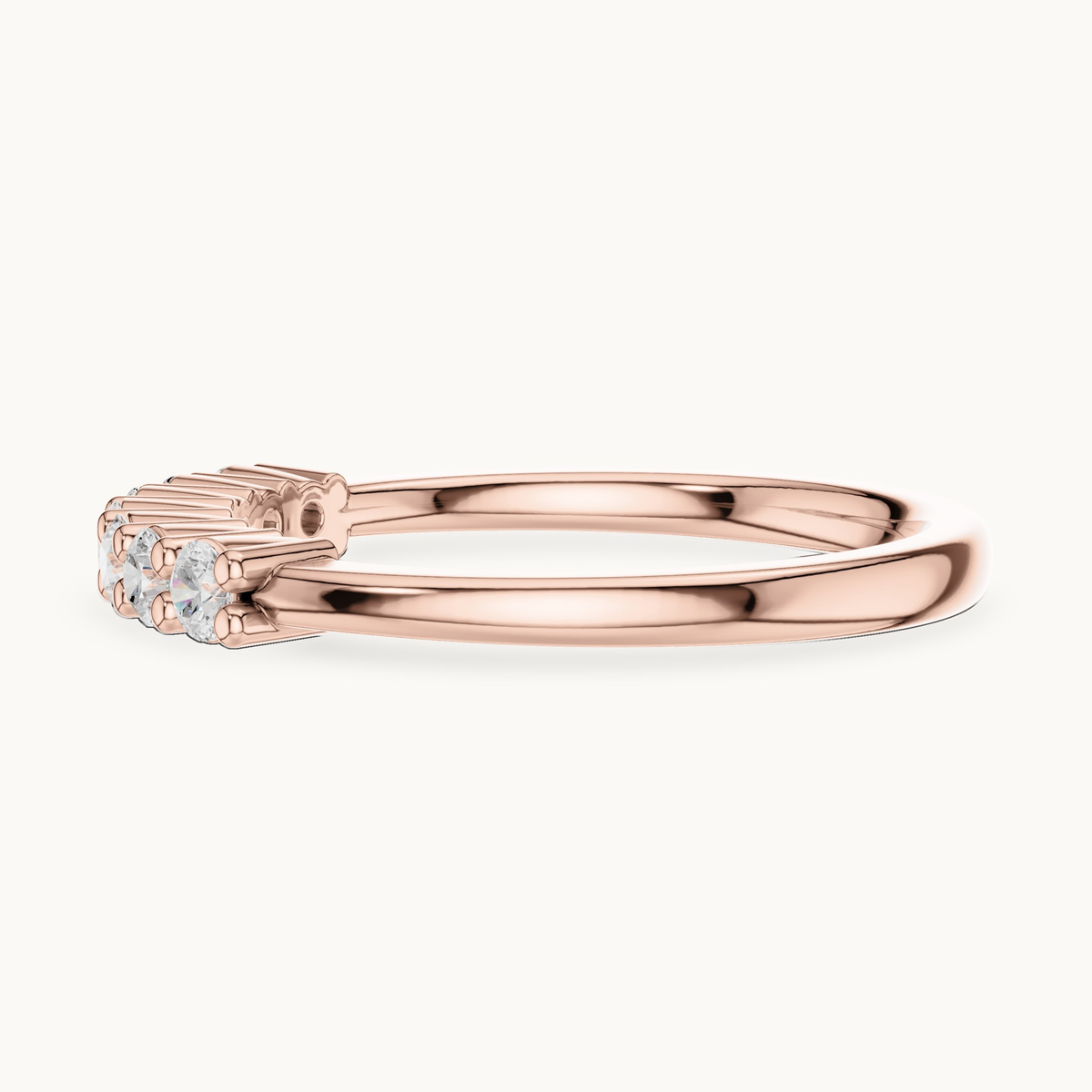 Round lab-grown diamond seven stone band in 14K rose gold, 0.24 CT TW, view 3