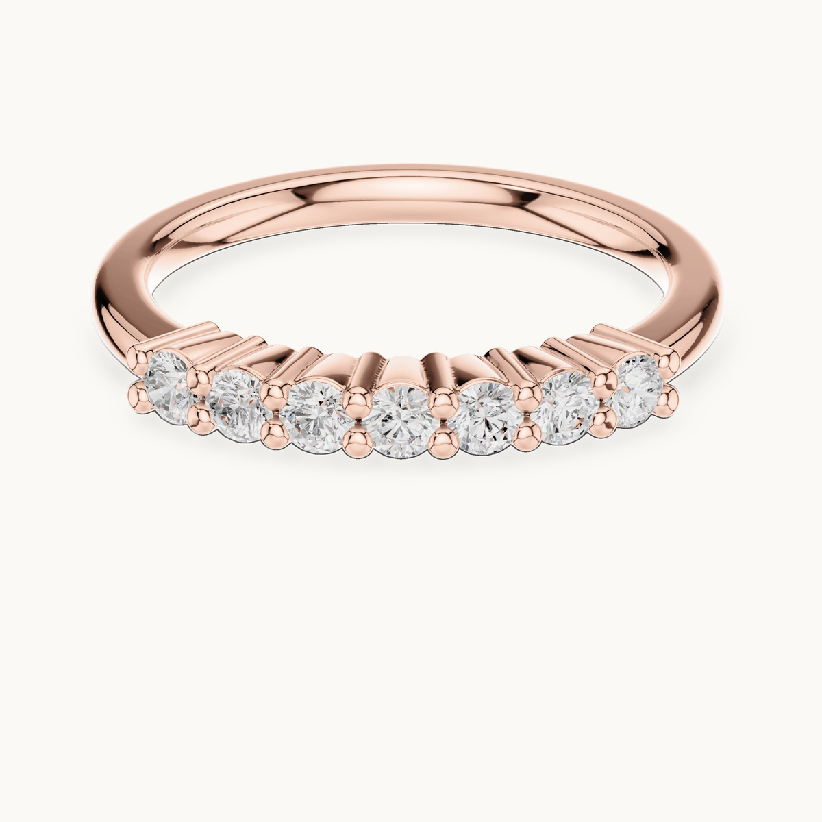 Round lab-grown diamond seven stone band in 14K rose gold, 0.24 CT TW, view 4