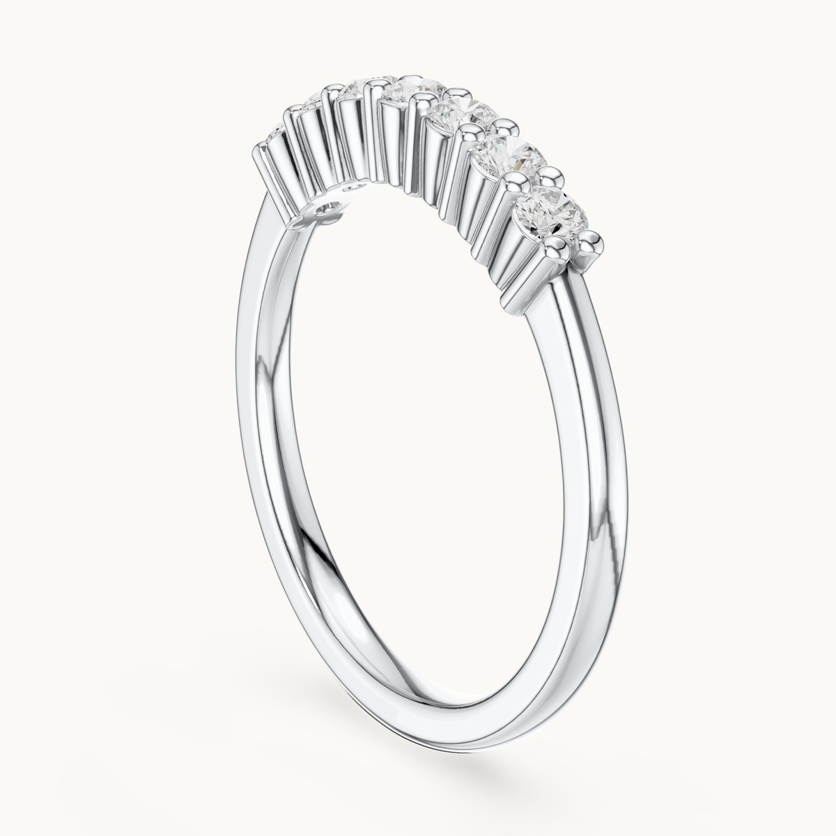 Round lab-grown diamond seven stone band in 14K white gold, 0.24 CT TW, view 1