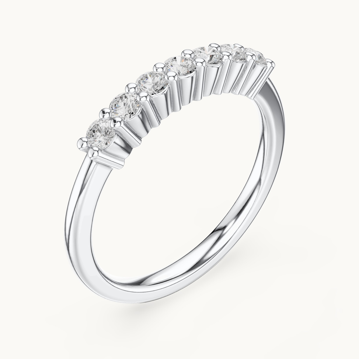Round lab-grown diamond seven stone band in 14K white gold, 0.24 CT TW, view 2