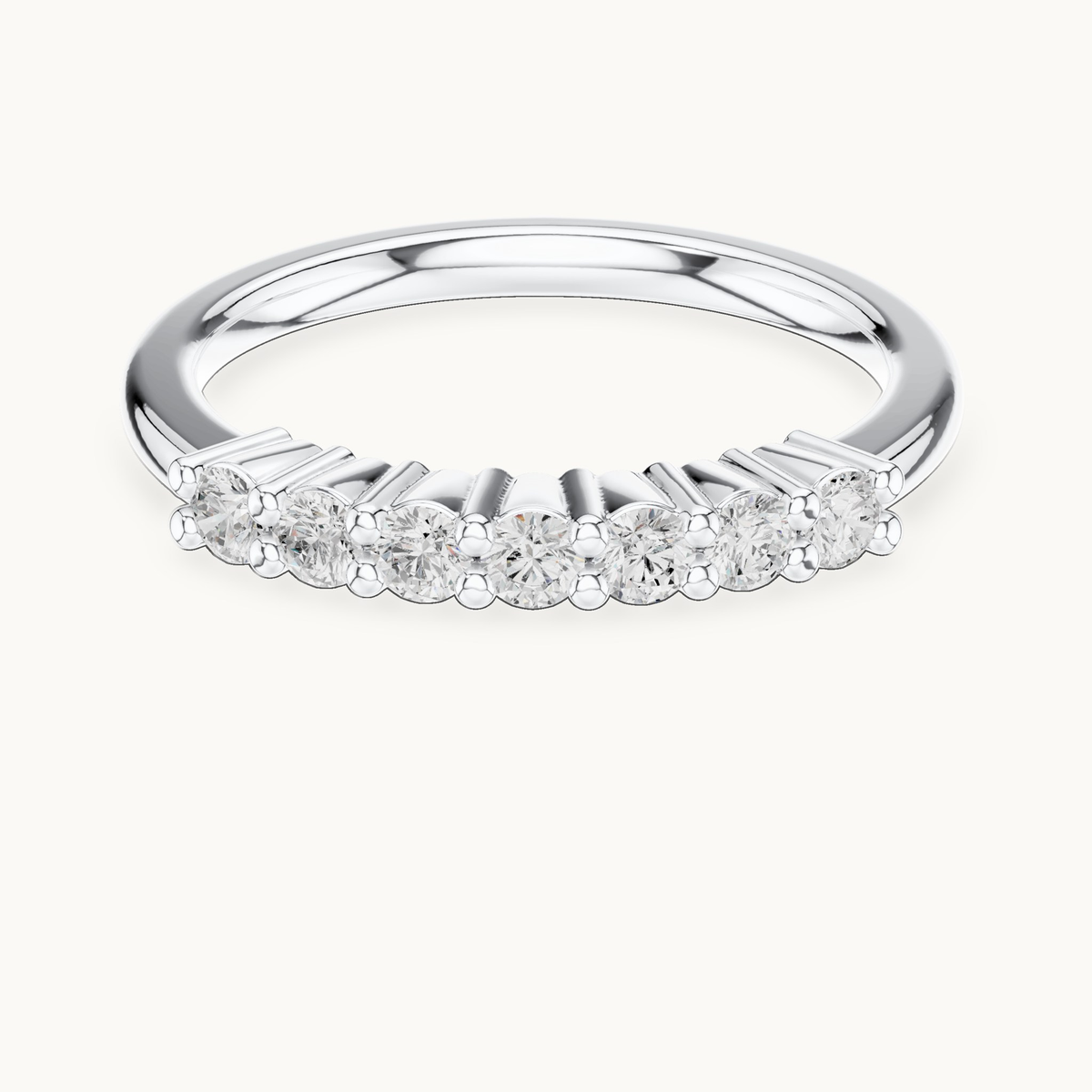 Round lab-grown diamond seven stone band in 14K white gold, 0.24 CT TW, view 4