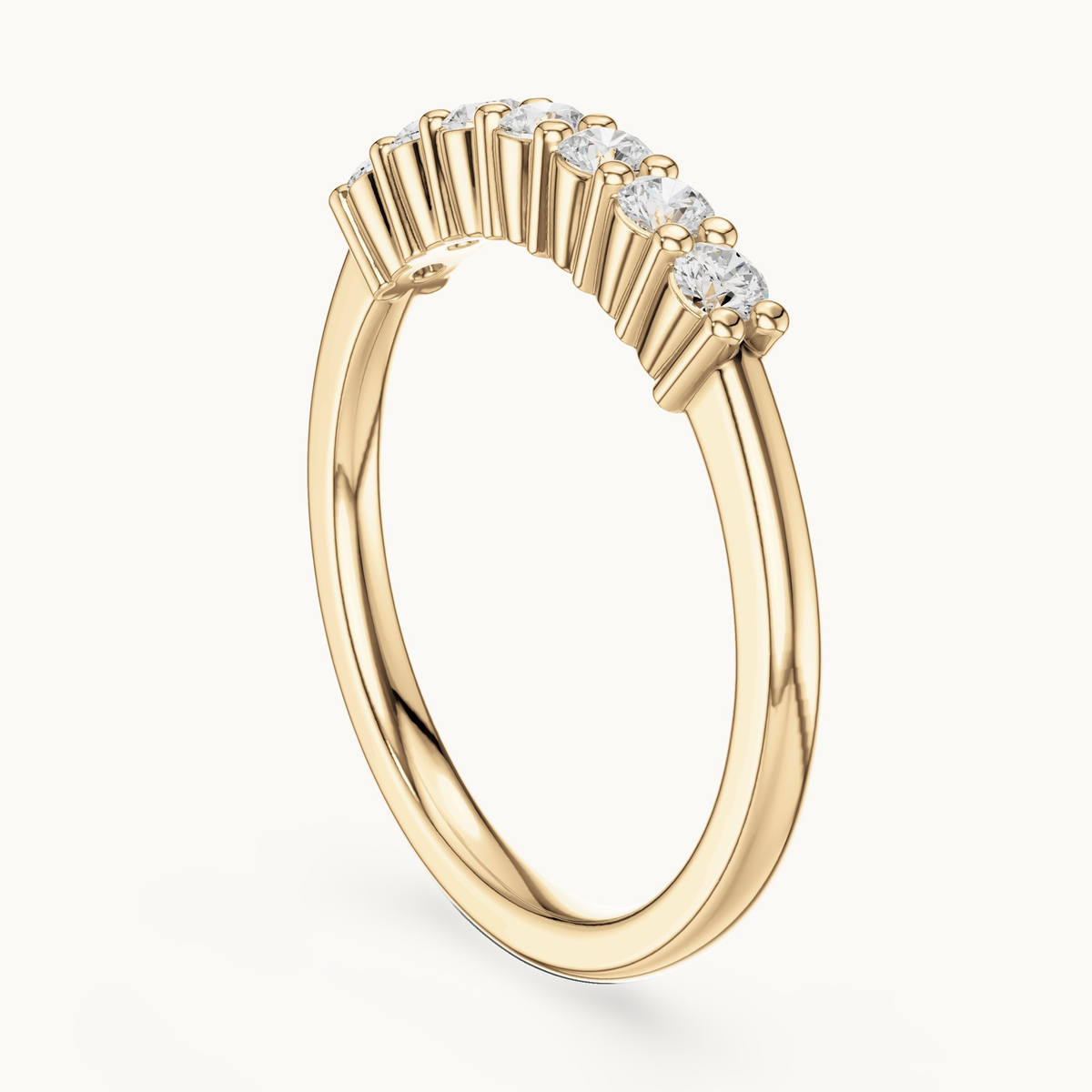 Round lab-grown diamond seven stone band in 14K yellow gold, 0.24 CT TW, view 1