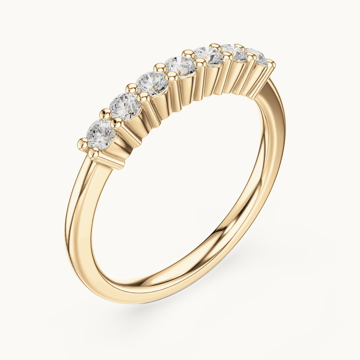 Round lab-grown diamond seven stone band in 14K yellow gold, 0.24 CT TW, view 2