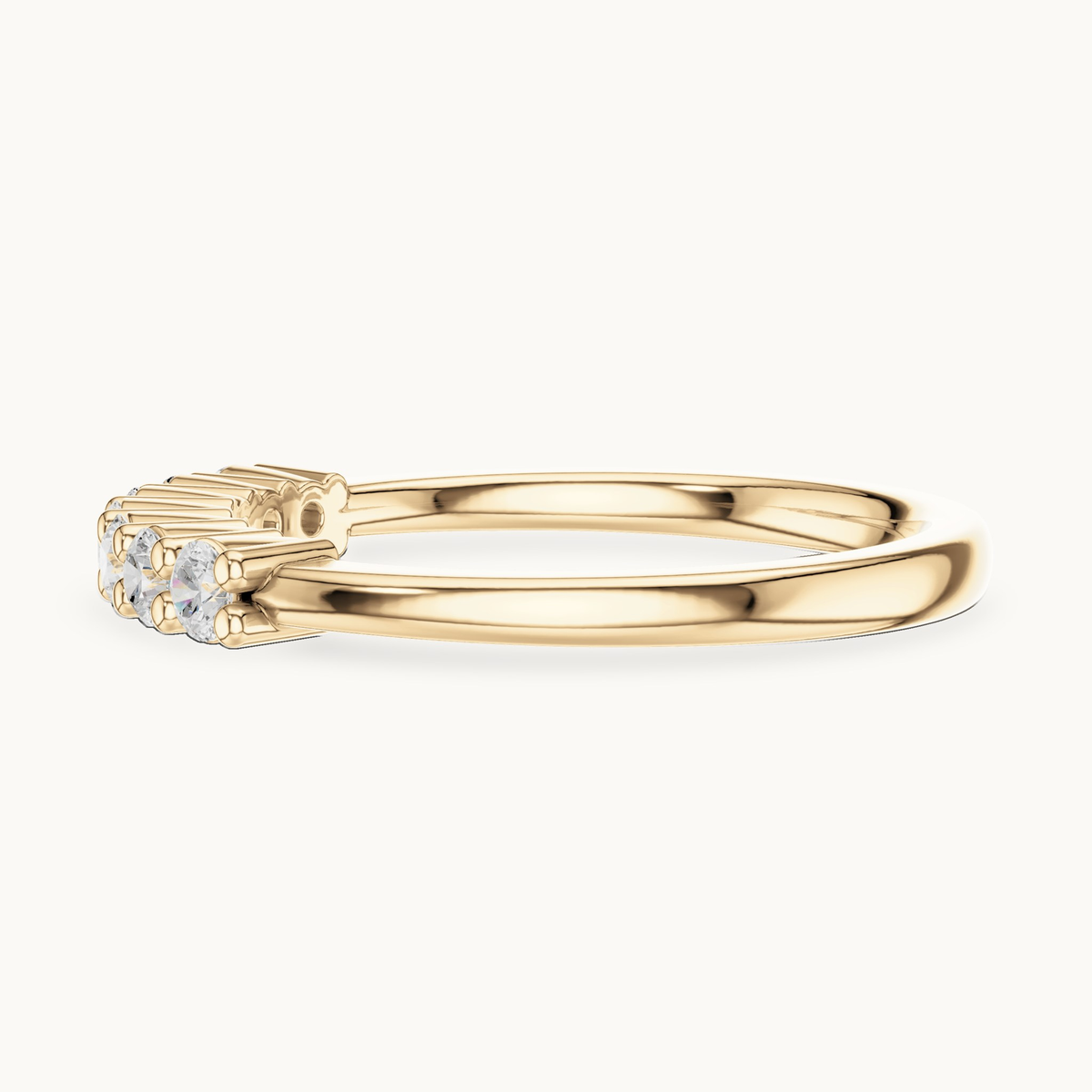 Round lab-grown diamond seven stone band in 14K yellow gold, 0.24 CT TW, view 3