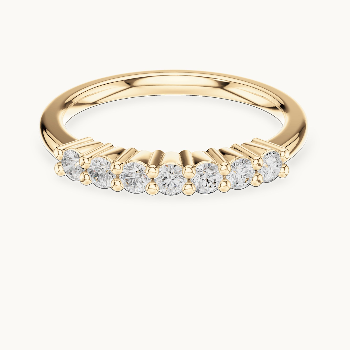 Round lab-grown diamond seven stone band in 14K yellow gold, 0.24 CT TW, view 4