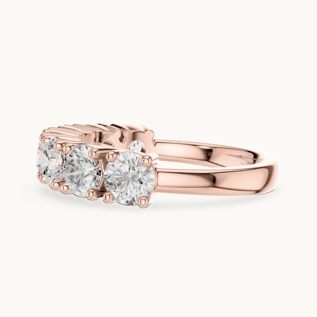 Round lab-grown diamond seven-stone anniversary band in rose gold, 2.10 CT TW, view 3