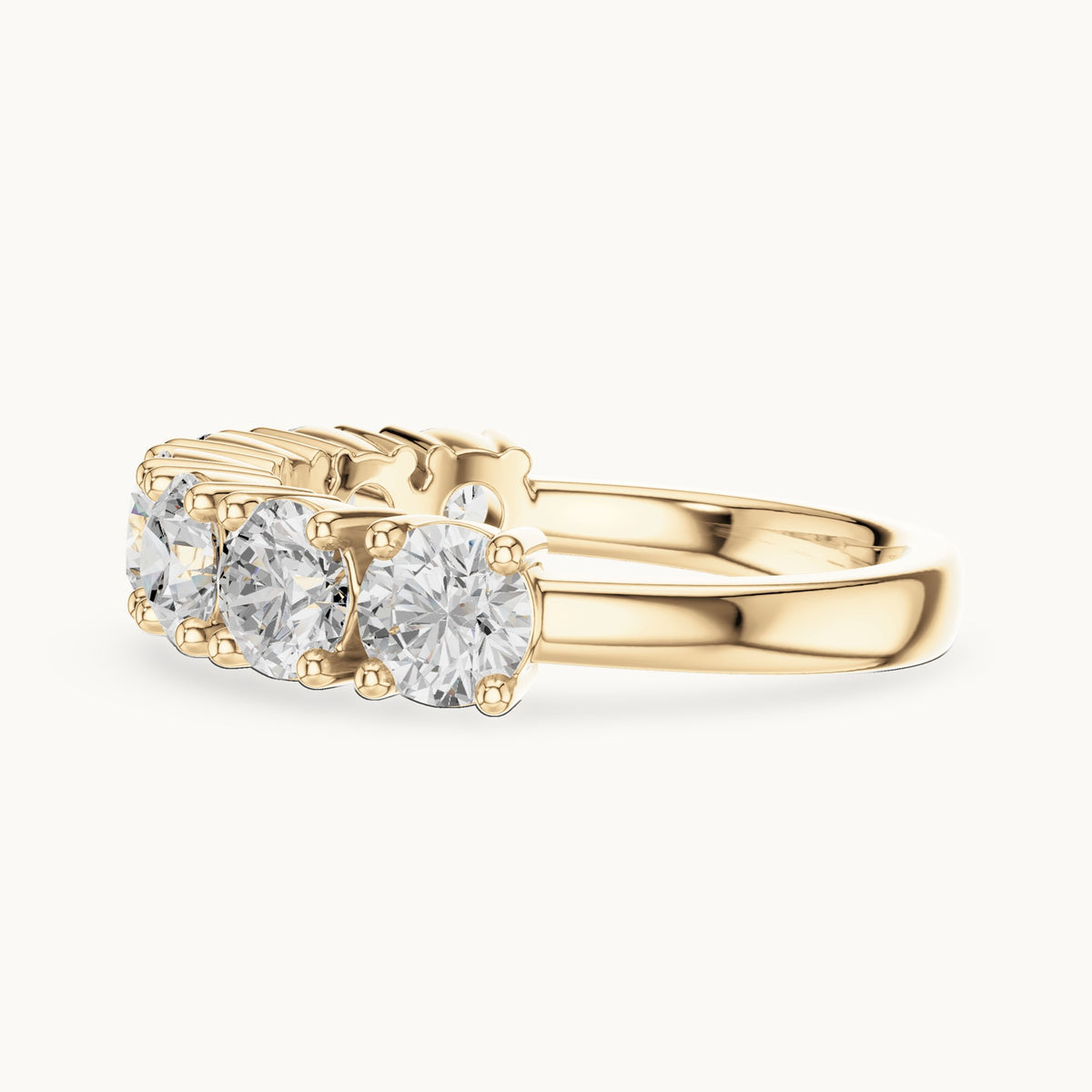 Round lab-grown diamond seven-stone anniversary band in yellow gold, 2.10 CT TW, view 3