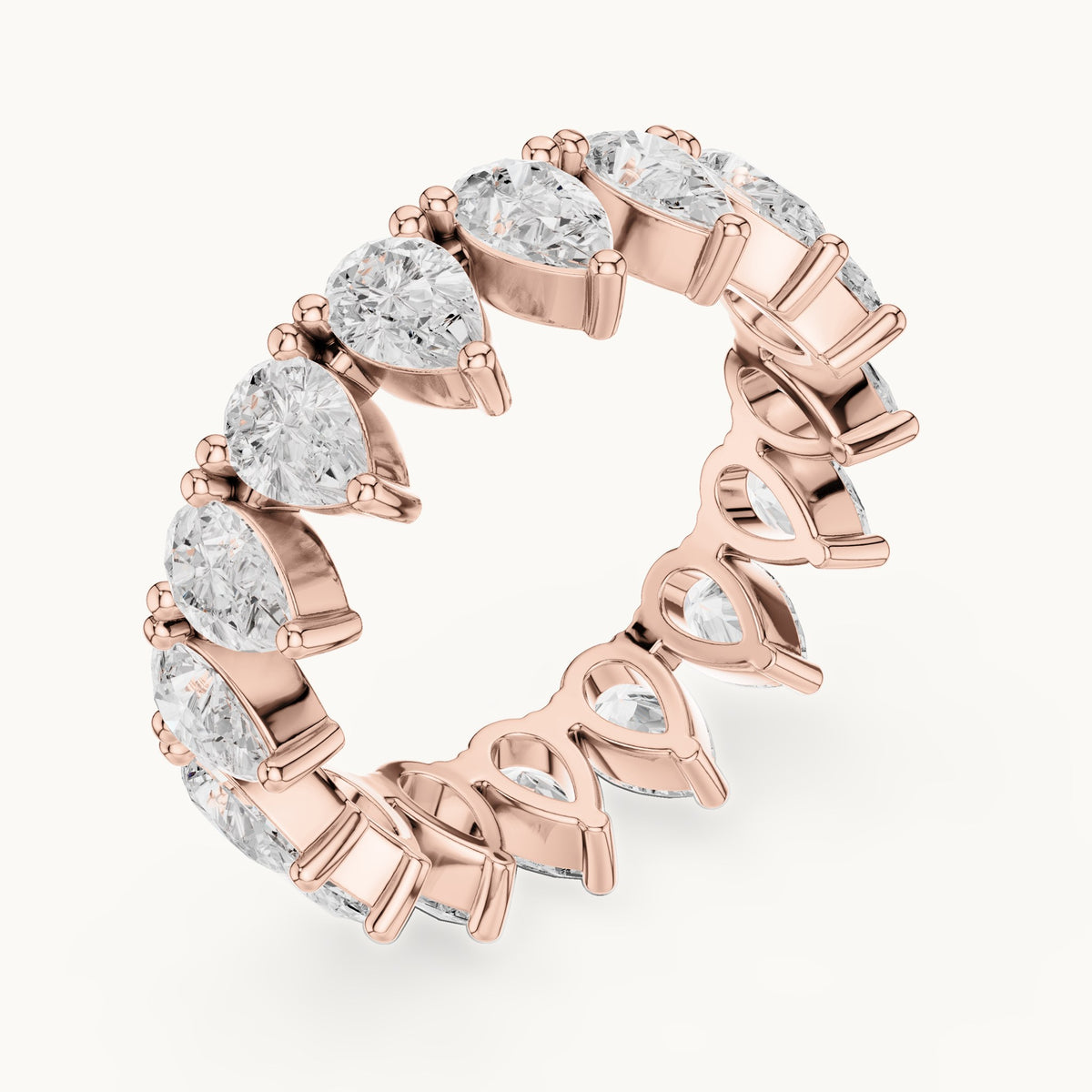 Pear lab-grown diamond full eternity band in rose gold, 4.08 CT TW, view 2