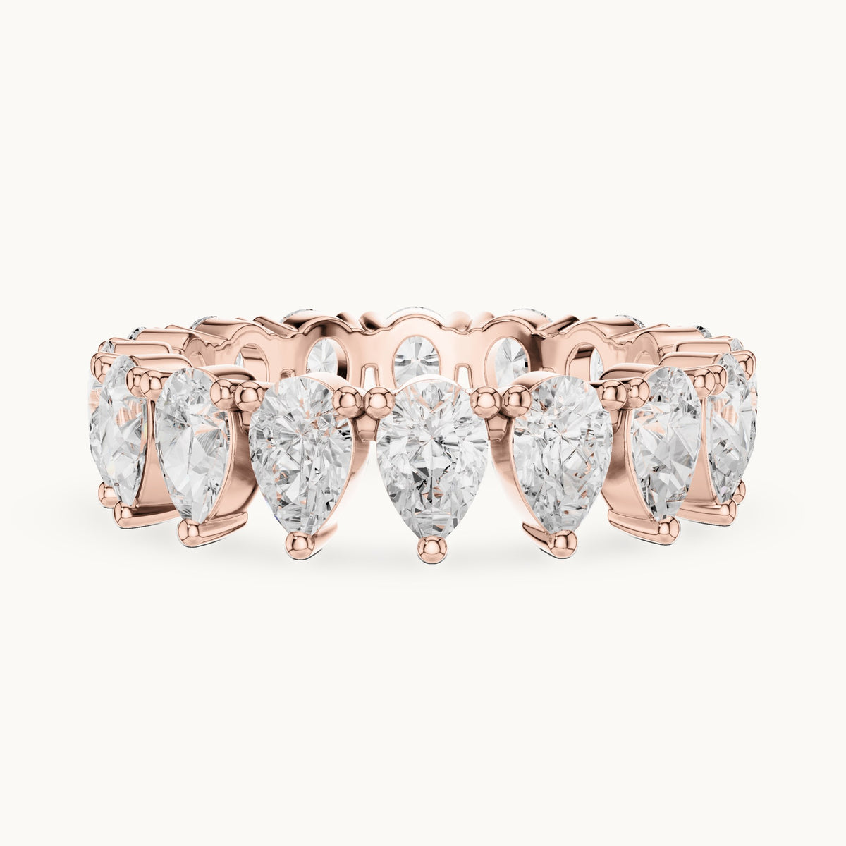 Pear lab-grown diamond full eternity band in rose gold, 4.08 CT TW, view 3
