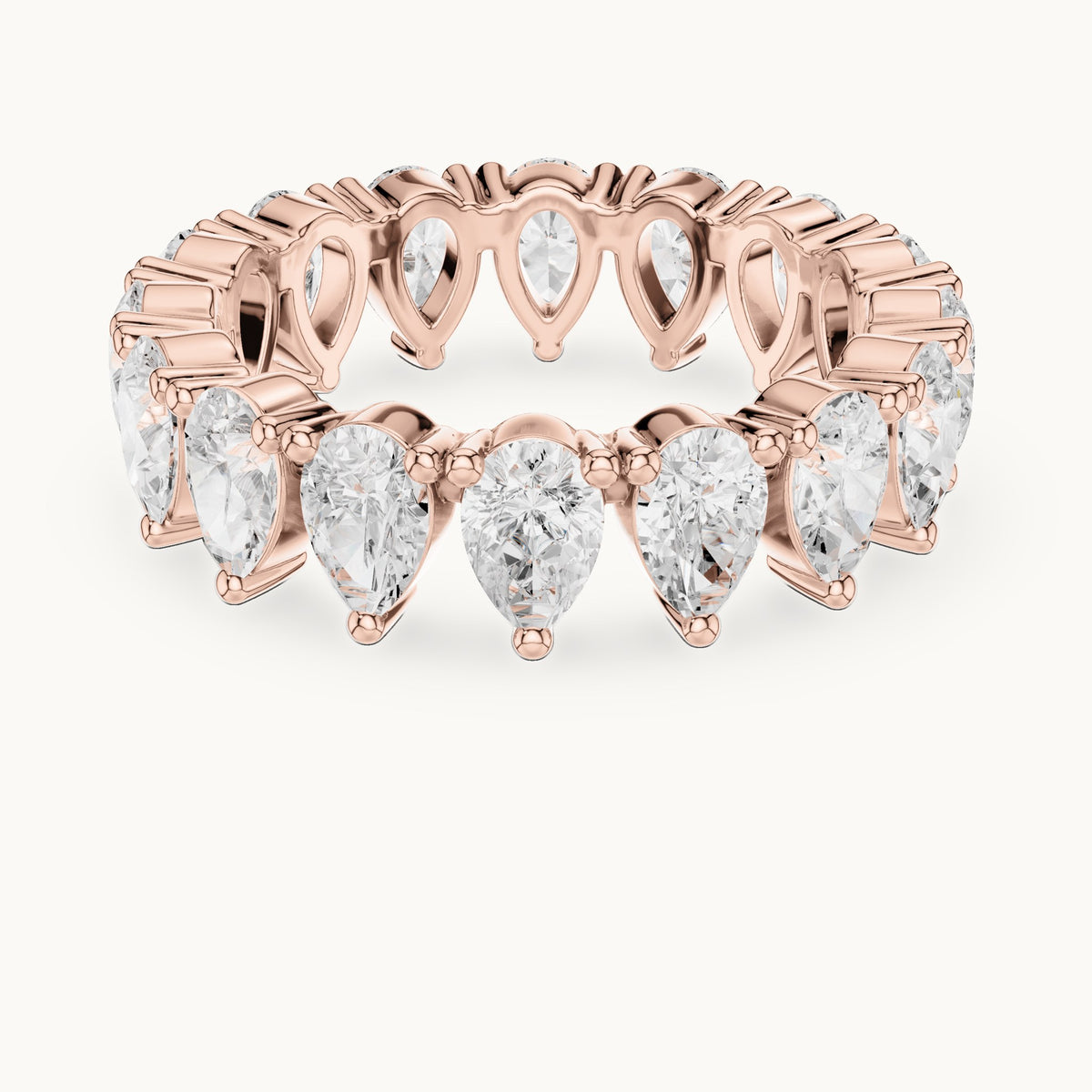 Pear lab-grown diamond full eternity band in rose gold, 4.08 CT TW, view 4