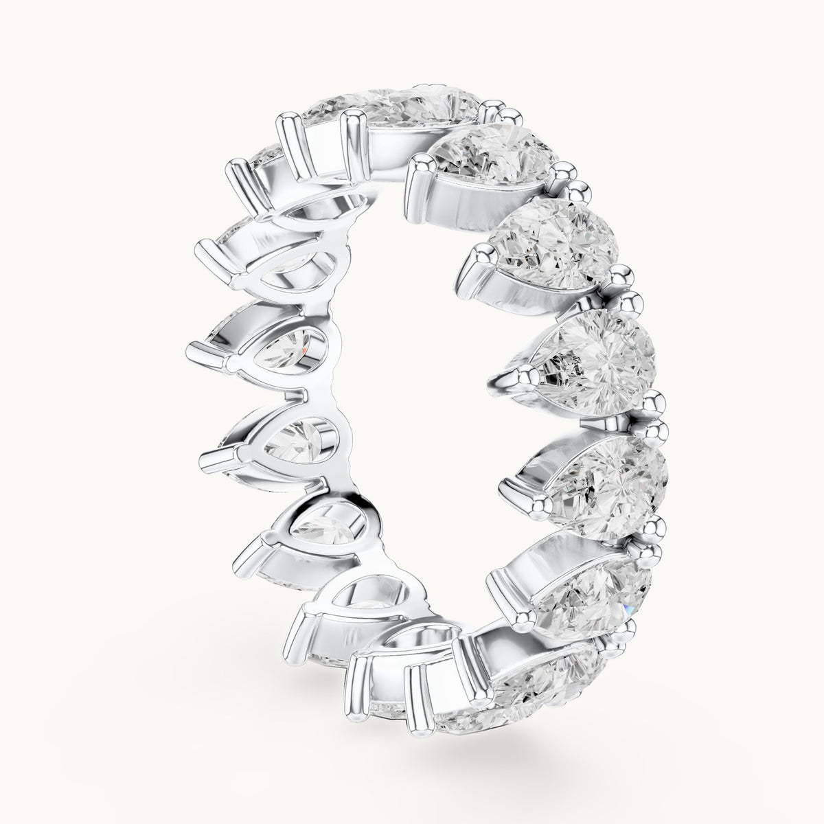 Pear lab-grown diamond full eternity band in white gold, 4.08 CT TW, view 1